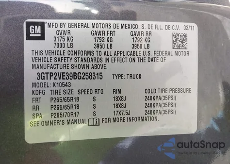2011 GMC Sierra 1500 Sle from USA, damaged, VIN 3GTP2VE39BG258315